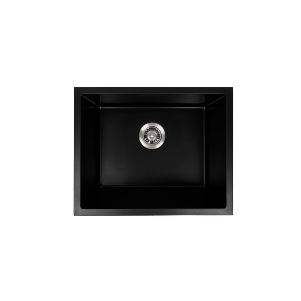 Alma Donald 560x445 Black Granite Square Single Bowl Sink
