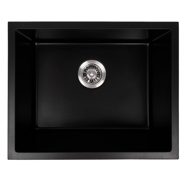 Alma Donald 560x445 Black Granite Square Single Bowl Sink
