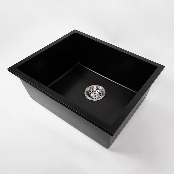 Alma Donald 560x445 Black Granite Square Single Bowl Sink
