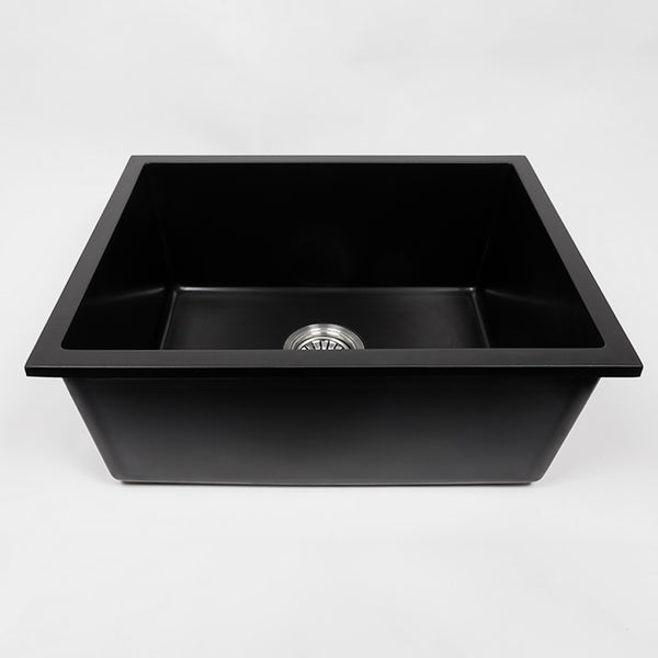 Alma Donald 560x445 Black Granite Square Single Bowl Sink