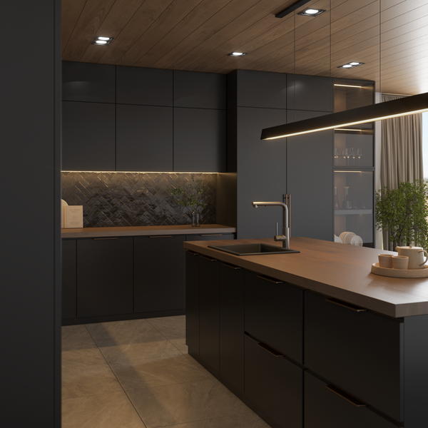 Alma Donald 560x445 Black Granite Square Single Bowl Sink