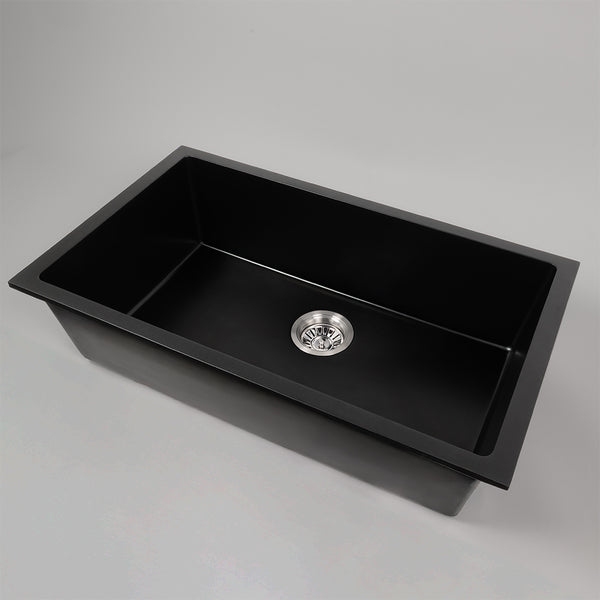 Alma Walter 760x440 Black Granite Single Bowl Sink