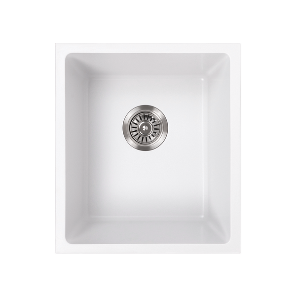 Alma Cynthia 396x446 White Granite Square Single Bowl Sink