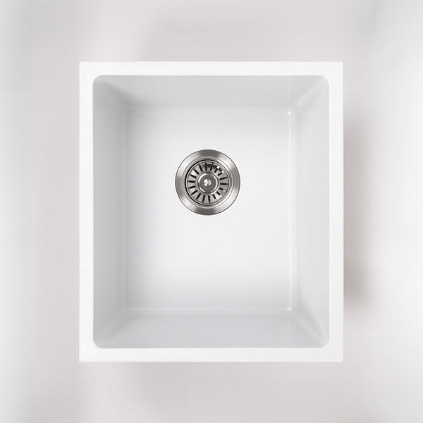 Alma Cynthia 396x446 White Granite Square Single Bowl Sink