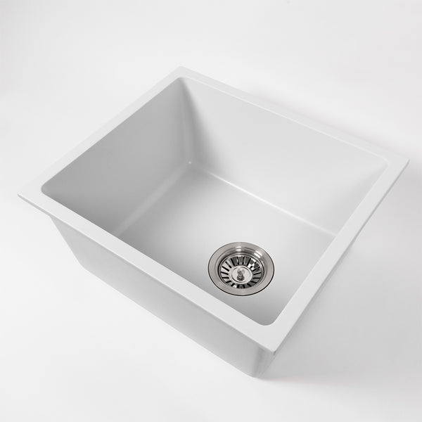 Alma Cynthia 396x446 White Granite Square Single Bowl Sink