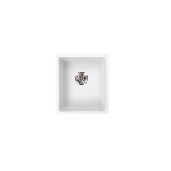 Alma Cynthia 396x446 White Granite Square Single Bowl Sink