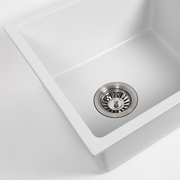 Alma Cynthia 396x446 White Granite Square Single Bowl Sink