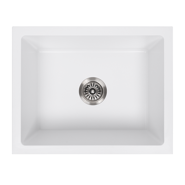 Alma Kenneth 540x430 White Granite Square Single Bowl Sink