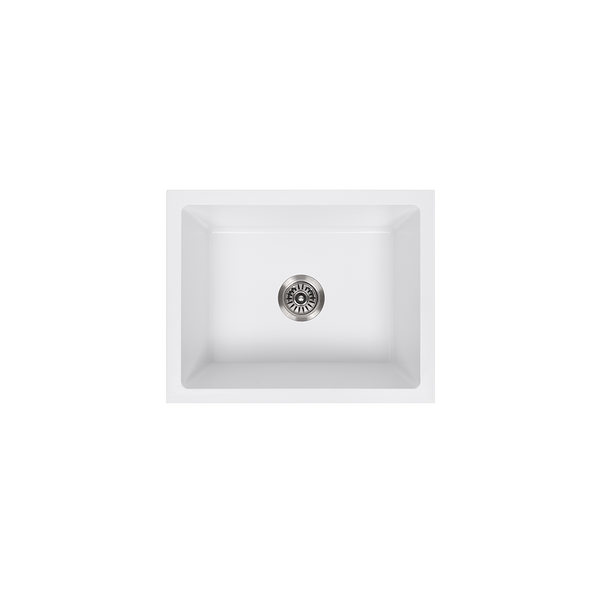 Alma Kenneth 540x430 White Granite Square Single Bowl Sink