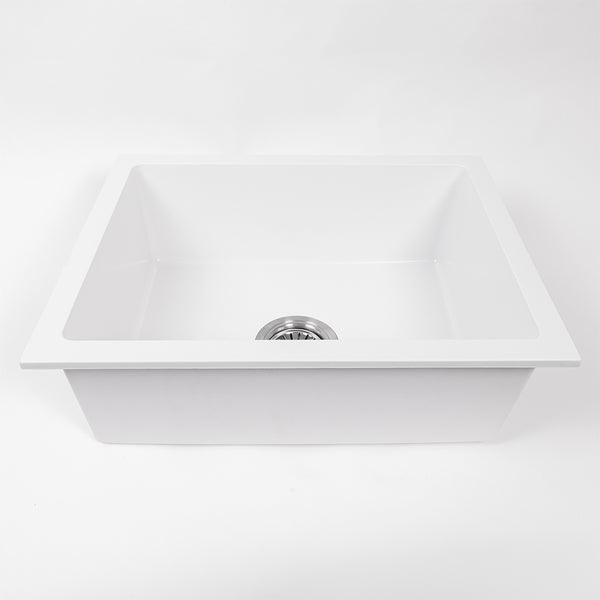 Alma Kenneth 540x430 White Granite Square Single Bowl Sink