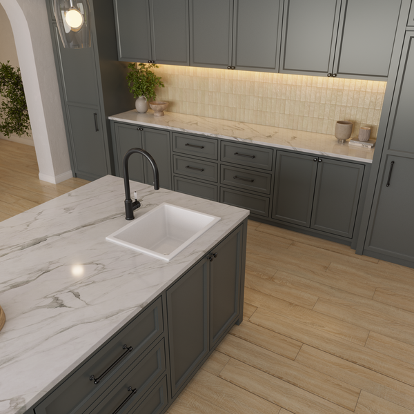 Alma Kenneth 540x430 White Granite Square Single Bowl Sink