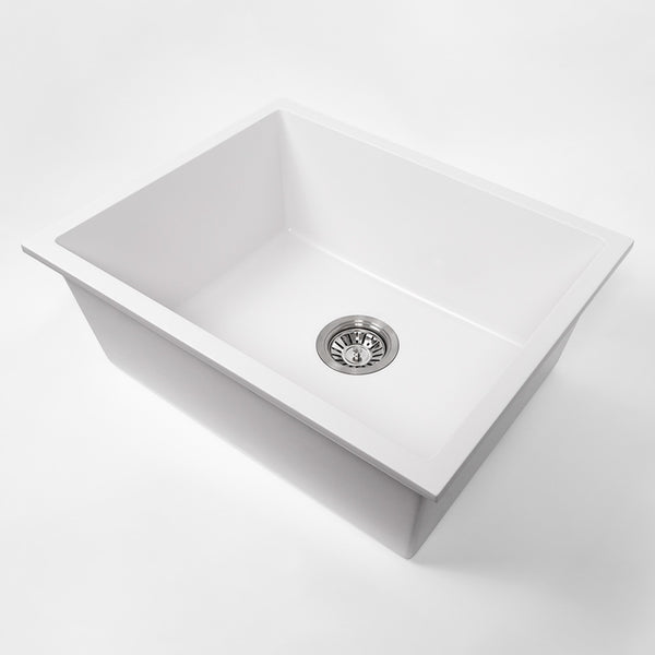 Alma Donald 560x445 White Granite Square Single Bowl