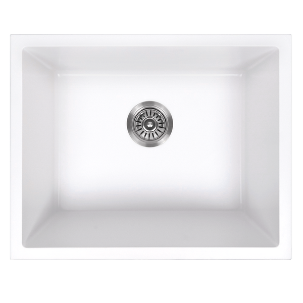 Alma Donald 560x445 White Granite Square Single Bowl