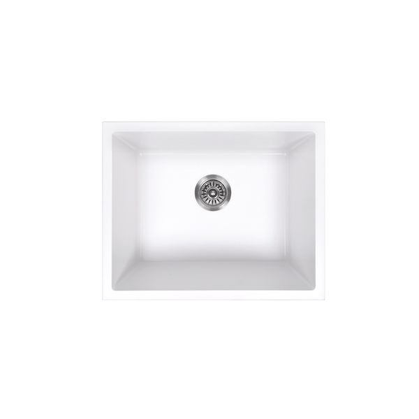 Alma Donald 560x445 White Granite Square Single Bowl