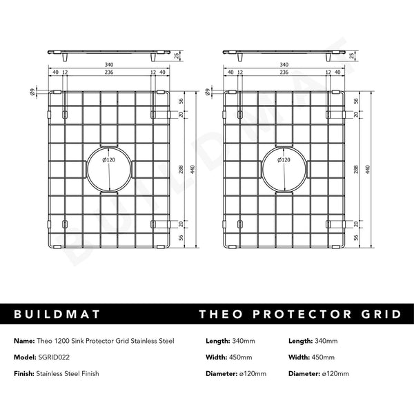 Alma Theo 1200 Double Sink Protector Grid