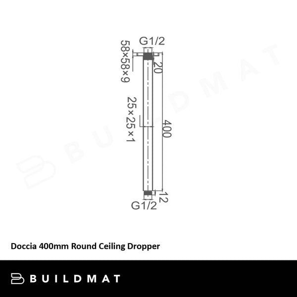 Buildmat 400mm Round Ceiling Dropper Brushed Nickel