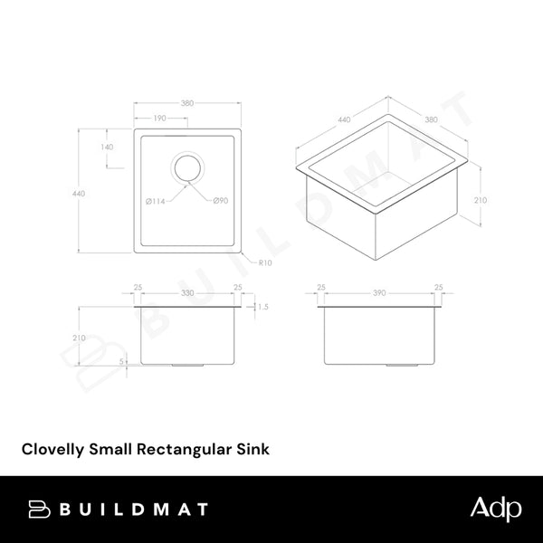 ADP Clovelly Small Rectangular Sink Stainless Steel