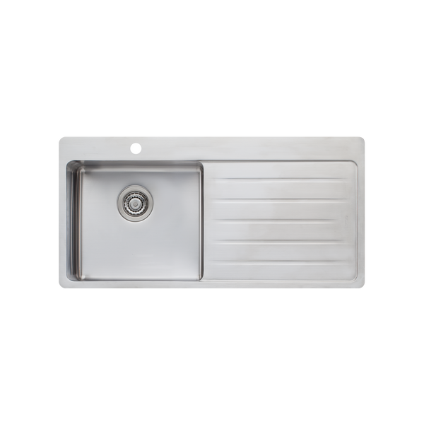 Oliveri Sonetto Single Bowl Topmount Sink With Right Drainboard Stainless Steel