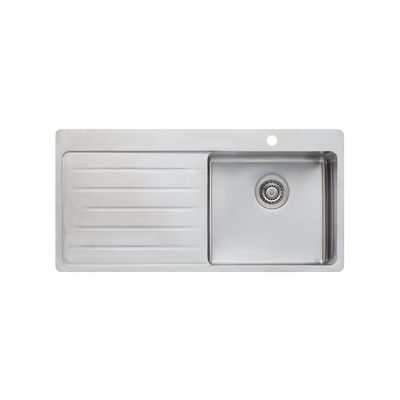 Oliveri Sonetto Single Bowl Topmount Sink With Left Drainboard Stainless Steel