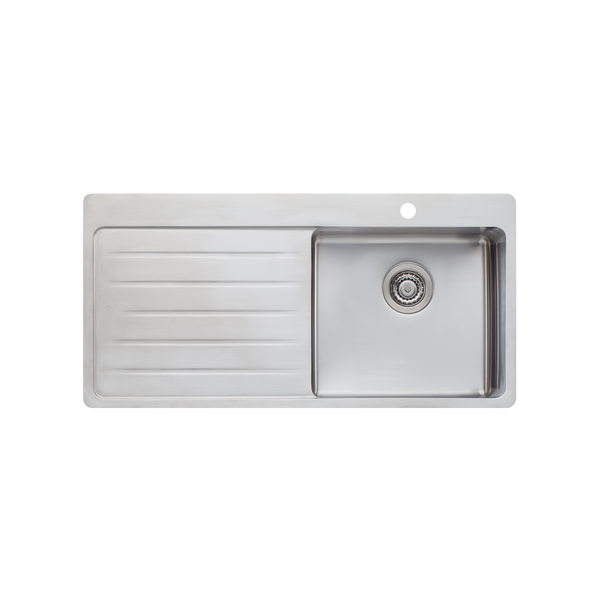 Oliveri Sonetto Single Bowl Topmount Sink With Left Drainboard Stainless Steel