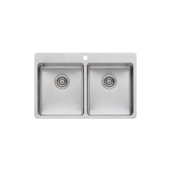 Oliveri Sonetto Double Bowl Topmount Sink Stainless Steel