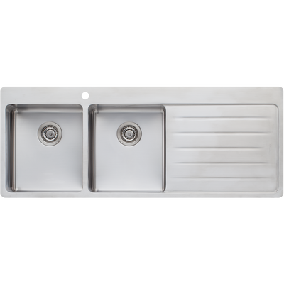 Oliveri Sonetto Double Bowl Topmount Sink with Right Drainboard