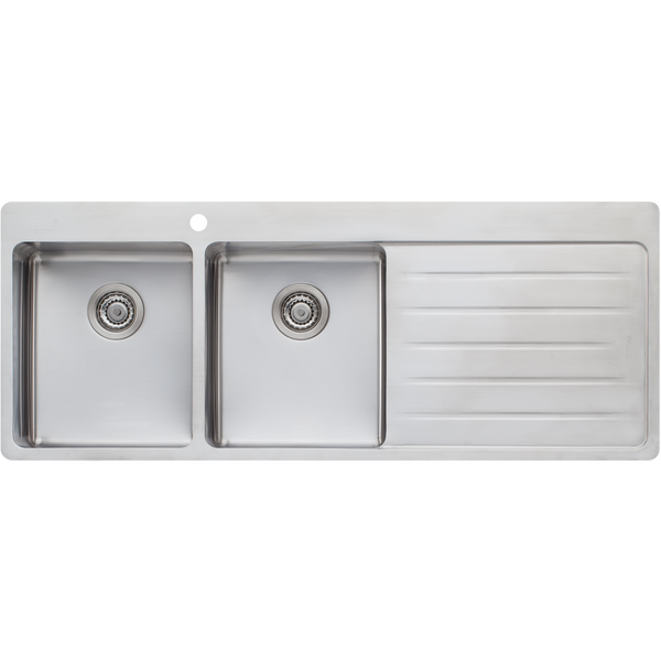 Oliveri Sonetto Double Bowl Topmount Sink with Right Drainboard