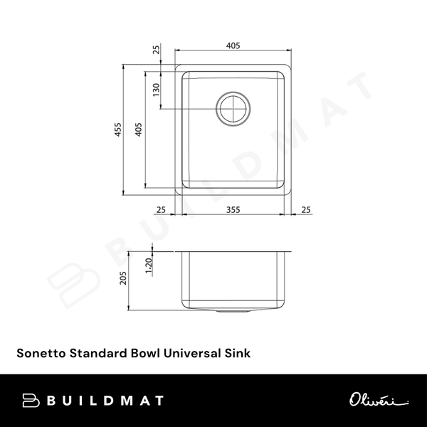 Oliveri Sonetto Standard Bowl Universal Sink Stainless Steel