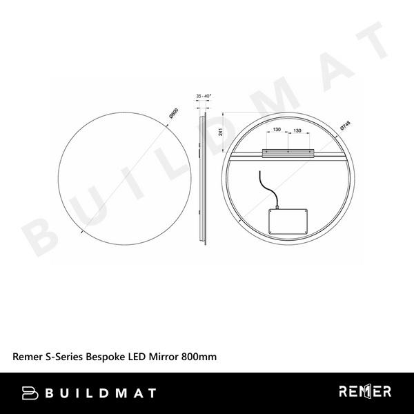 Remer S-Series Bespoke LED Mirror 800mm Frameless