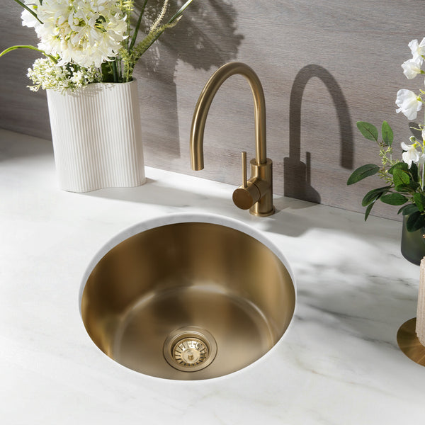 Alma Brushed Brass Gold Divya MKII 450 Round Sink