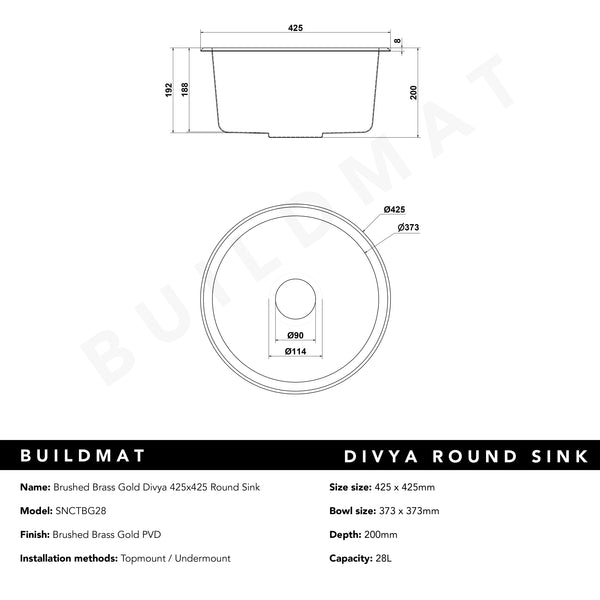 Alma Brushed Brass Gold Divya 425x425 Round Sink