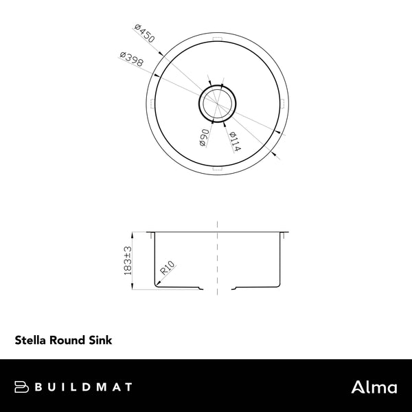 Alma Stella Round Sink Dark Brushed Gold