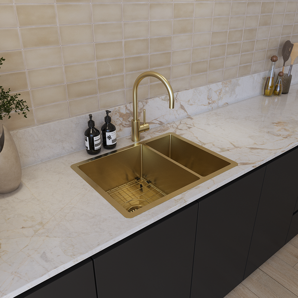 Alma Brushed Brass Gold Clara 595x450 Single & Mini Bowl Sink