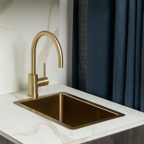 Alma Brushed Brass Gold Jeeves 300x450 Single Bowl Butler Sink