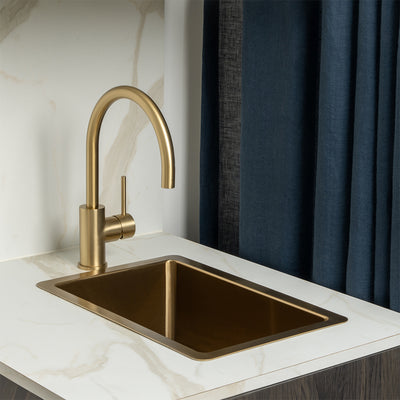 Brushed Brass Gold Jeeves 300x450 Single Bowl Butler Sink
