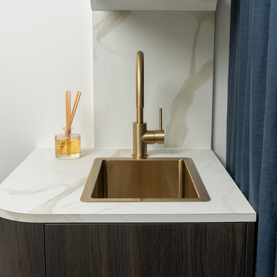 Brushed Brass Gold Jeeves 300x450 Single Bowl Butler Sink
