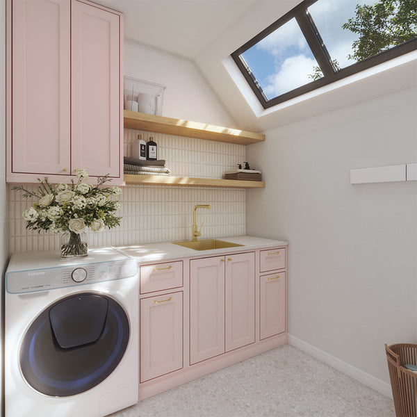 Alma Kayla 450x500 Single Bowl Tap Landing Sink Brushed Brass Gold