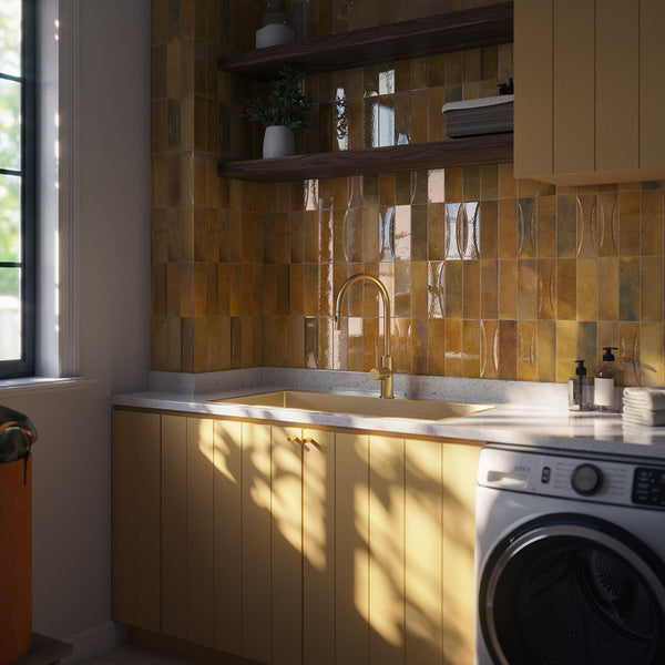 Alma Mila 900x500 XXLarge Single Bowl Tap Landing Sink Brushed Brass Gold