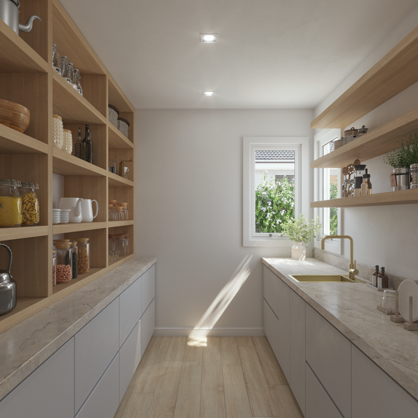 Alma Harper 300x500 Single Bowl Butler Tap Landing Sink Brushed Brass Gold