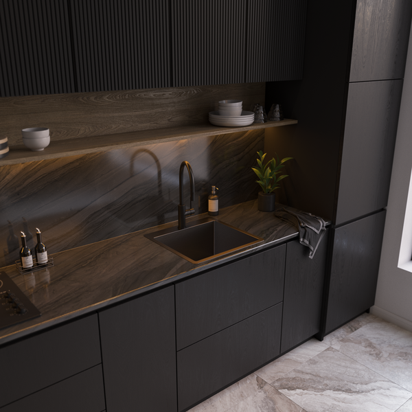 Alma Leo 510x500 Single Bowl Tap Landing Sink Brushed Gunmetal