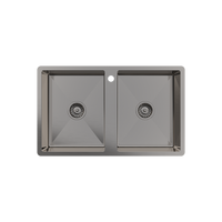 Alma Jack 820x500 Double Bowl Tap Landing Sink Brushed Gunmetal