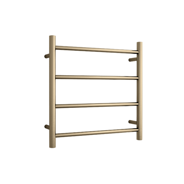Round Ladder Heated Towel Rail Brushed Brass Gold