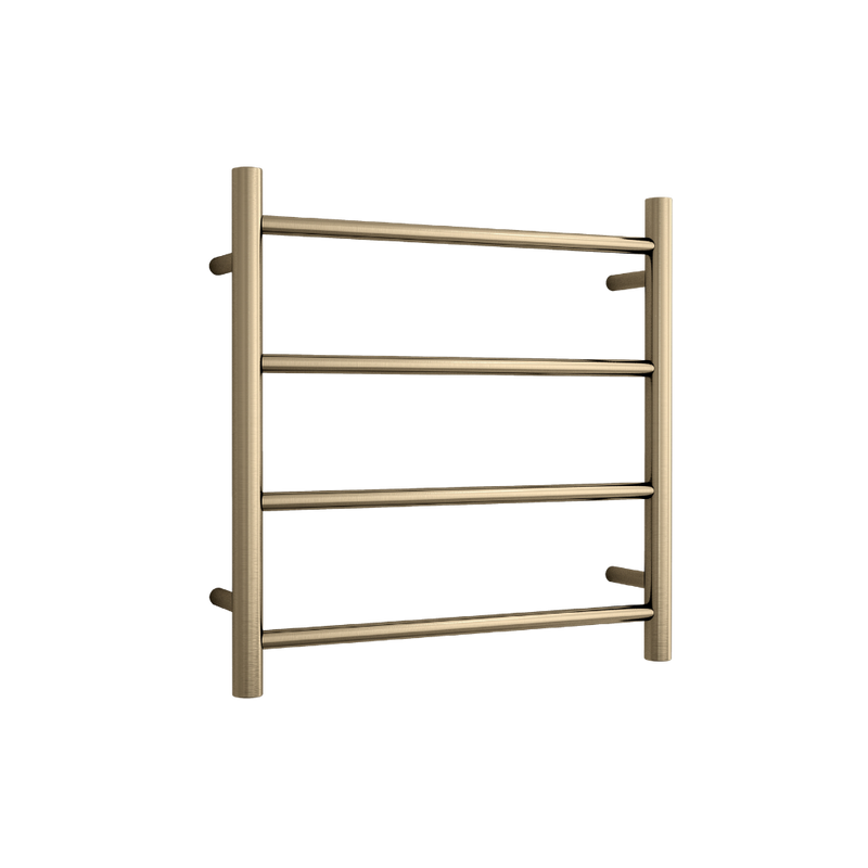 Round Ladder Heated Towel Rail Brushed Brass Gold