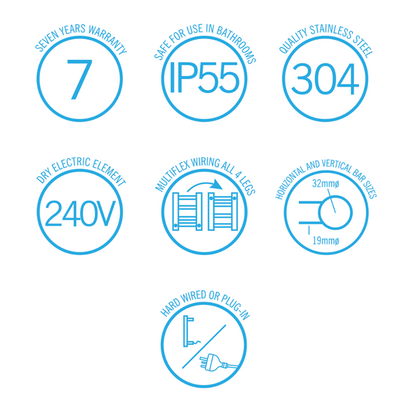 Round Ladder Heated Towel Rail Brushed Brass Gold