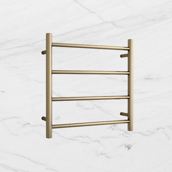 Round Ladder Heated Towel Rail Brushed Brass Gold
