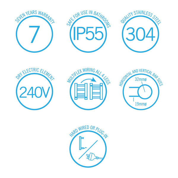 Round Ladder Heated Towel Rail Brushed Nickel