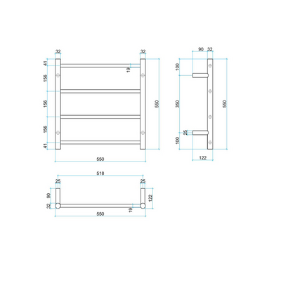 Round Ladder Heated Towel Rail Polished Stainless Steel