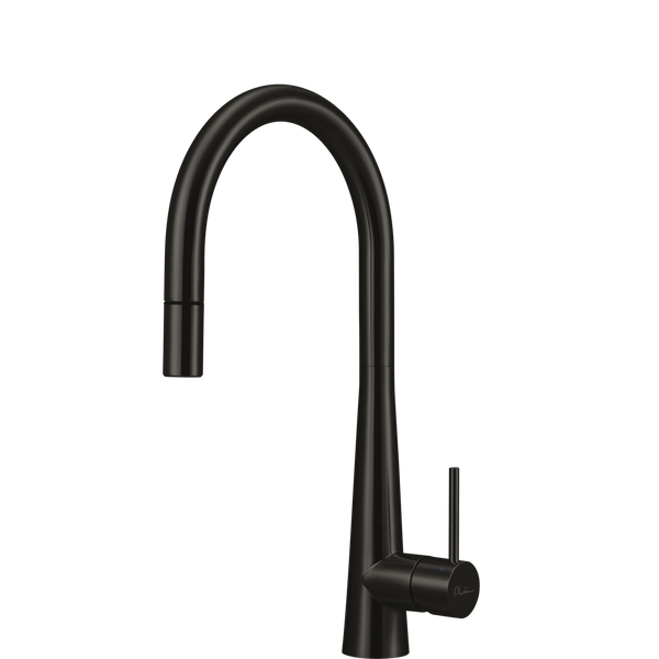 Oliveri Essente 316 Stainless Steel Goose Neck Pull Out Mixer Lead Free Brushed Black