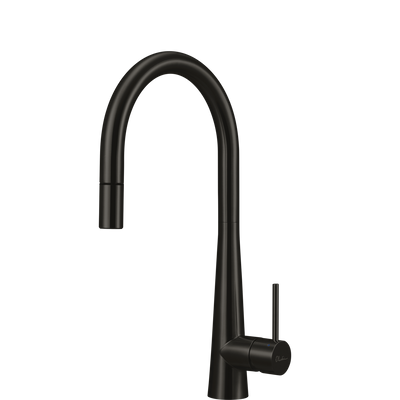 Oliveri Essente 316 Stainless Steel Goose Neck Pull Out Mixer Lead Free Brushed Black