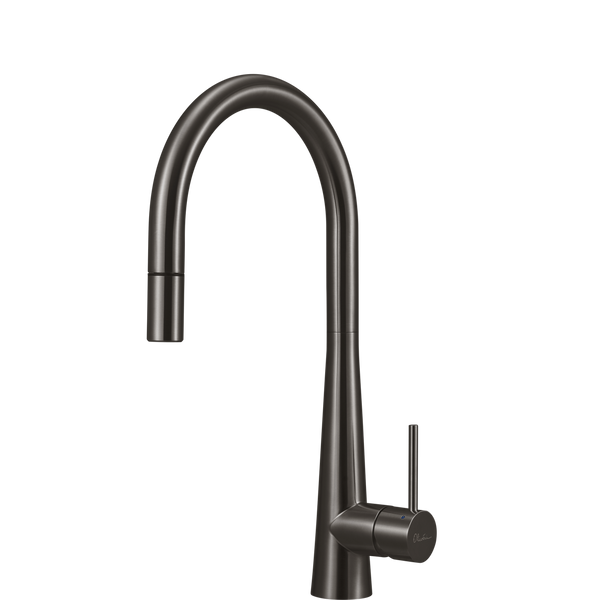 Oliveri Essente Stainless Steel Goose Neck Pull Out Mixer Gunmetal